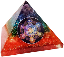 Load image into Gallery viewer, 7 Chakra Orgy Pyramid, Natural Quartz, Positive Energy Generator, Orgonite Crystal, Reiki Healing, Meditation, Yoga, Spiritual Balance, Crystal Stones
